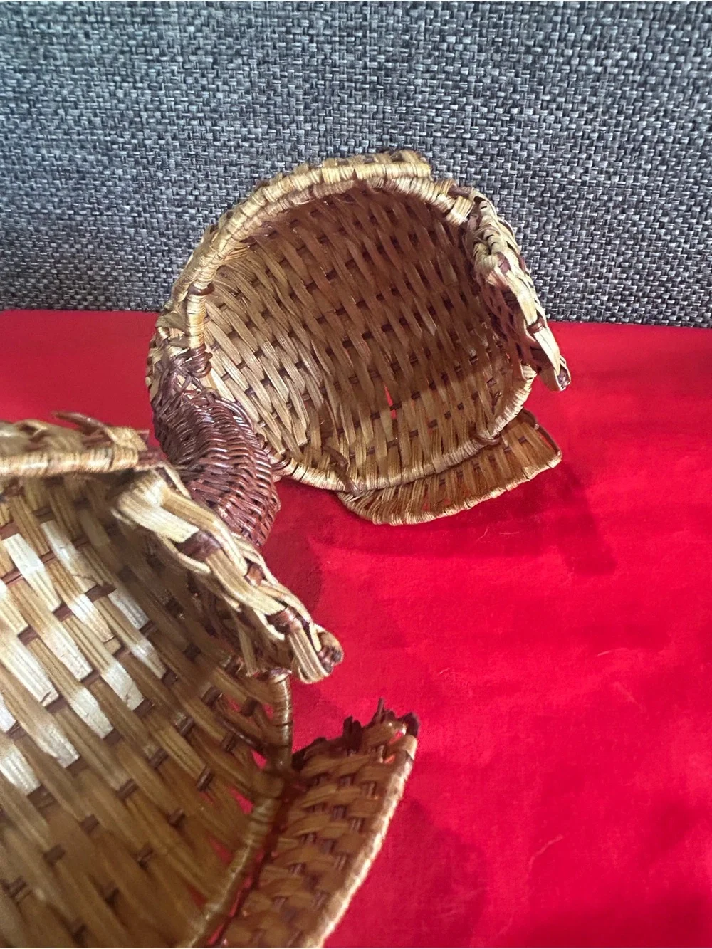 Handwoven Natural Brown Rattan Duck Accent Baskets - Set of 2